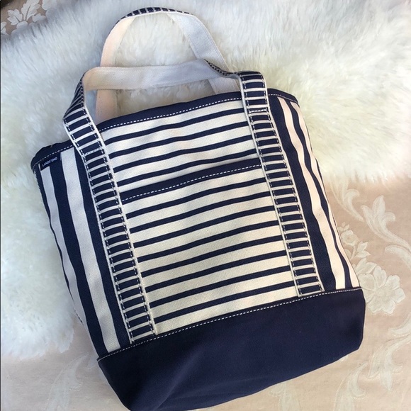 Lands' End Handbags - Lands’ End Navy Stripe Medium Zip-top Canvas Bag